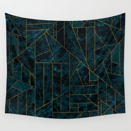 Deep Ocean Teal - Abstract Stone Mosaic Wall Tapestry