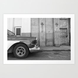 Old Car Havanna City - Cuba black & white Photography Art Print