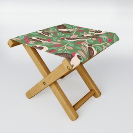 Birds on Branches Green and Hot Pink Folding Stool