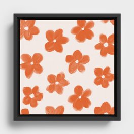 Vintage 60s Flowers in Burnt Orange Framed Canvas