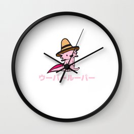 Japanese Axolotl Wall Clock | Cutepinkaxolotl, Japaneseaxolotl, Kawaiiaxolotl, Cuteaxolotl, Axolotlvalentine, Axolotlinahat, Graphicdesign, Iloveyoualotl 