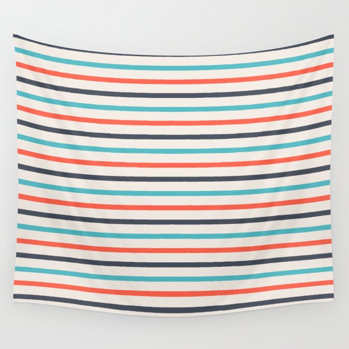 Color Lines Rainbow Orange/ Turquoise/ Gray Wall Tapestry