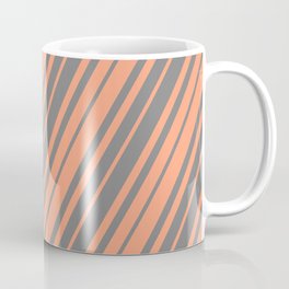 [ Thumbnail: Gray & Light Salmon Colored Lined/Striped Pattern Coffee Mug ]