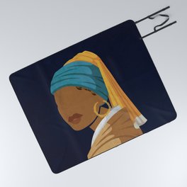 Girl With a Bamboo Earring Picnic Blanket