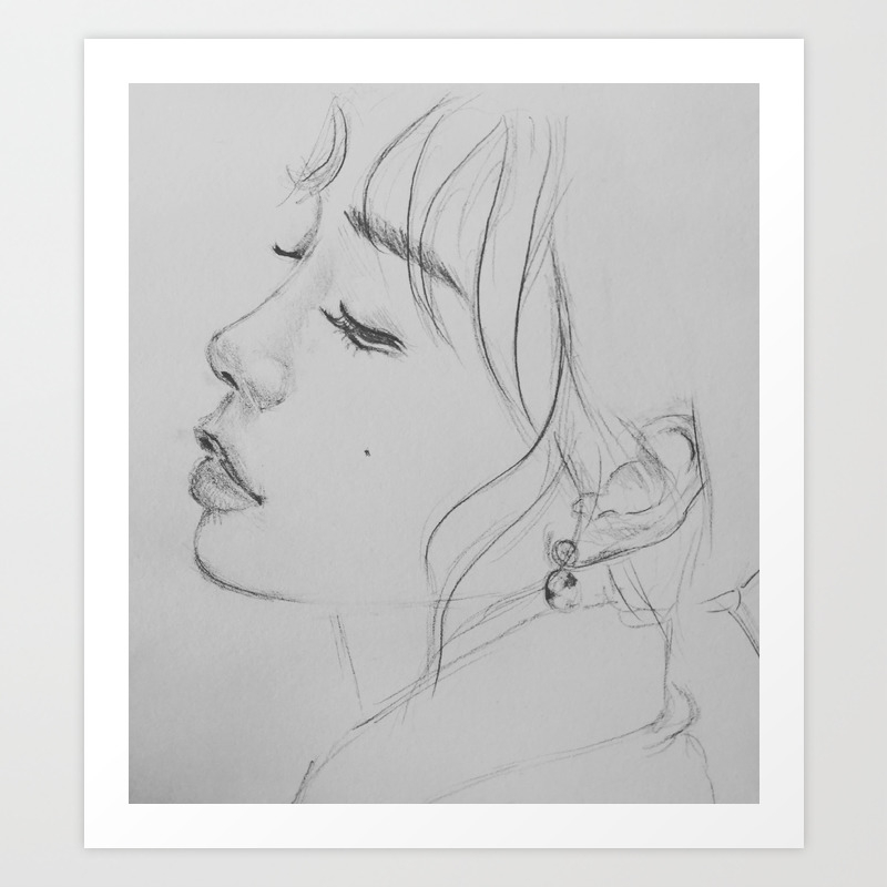 Girl profile drawing