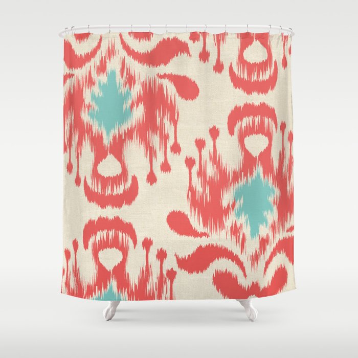 Coral Ikat Shower Curtain By Anngardner Society6