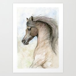 Bay arabian horse portrait Art Print