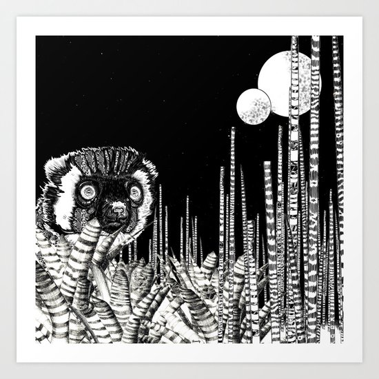 UZU JUNGLE : MOONS & THE LEMUR Art Print