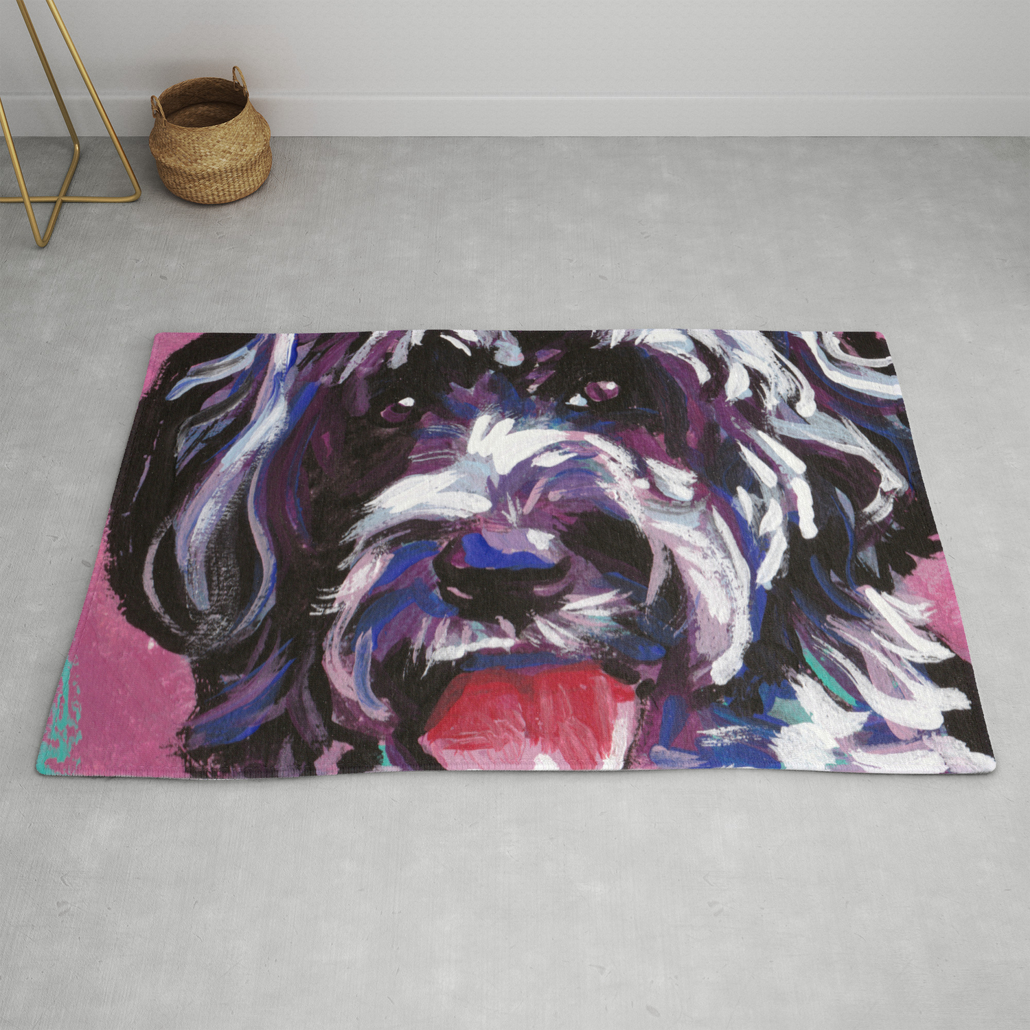 Pwd Portuguese Water Dog Fun Bright Colorful Pop Art Dog Painting