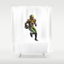 "The Agile Striker with a Golden Foot" Shower Curtain