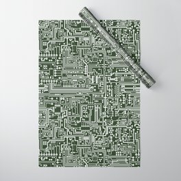 Circuit Board // Green & White Wrapping Paper