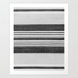 Vintage Ticking Stripes Black and White Art Print