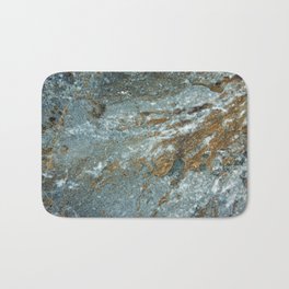 Earthy Blue and Gold Rock Bath Mat | Tealblueandmustard, Earthtones, Color, Rocktexture, Photo, Abstract, Earthyhomedecor, Rusticwallart, Nature, Digital 