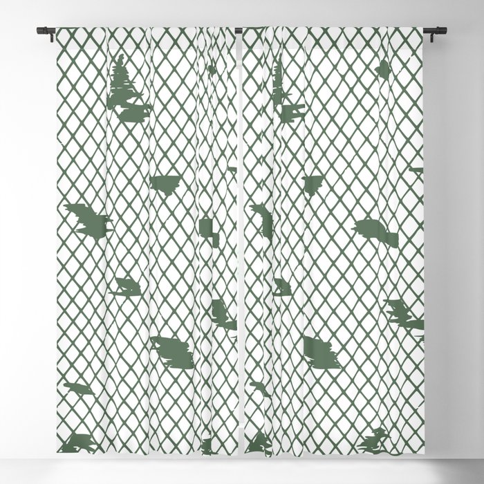 checked greenery  Blackout Curtain