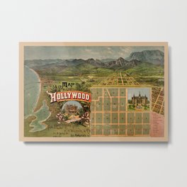 Map Of Hollywood 1887 Metal Print | Vintage, Ink, Painting, Mapofhollywood, Vintagemapofhollywood 