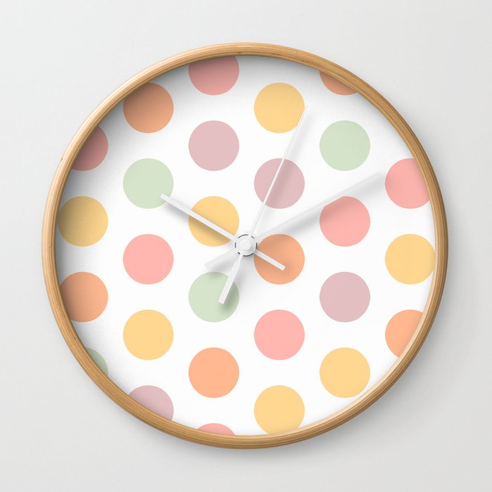 Pastel Spring Polka-Dots Wall Clock