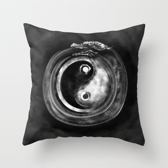 Ouroboros Yin - Yang  Throw Pillow