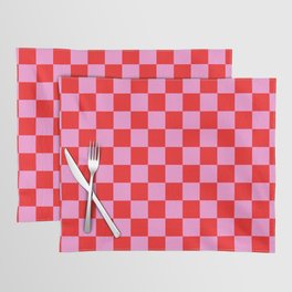 Pink Checkered And Red Bright Modern Shape Geometric Pattern Placemat