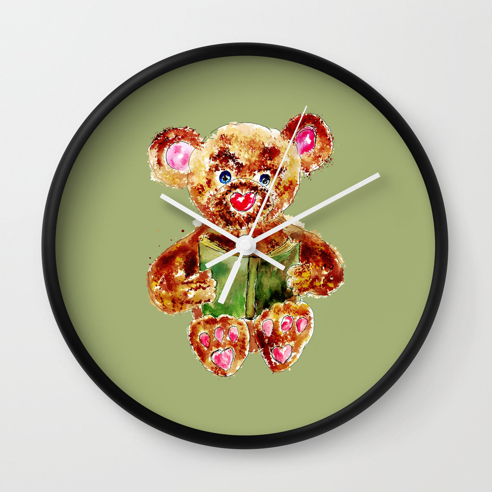 Painted Teddy Bear Wall Clock By Annartshock Society6
