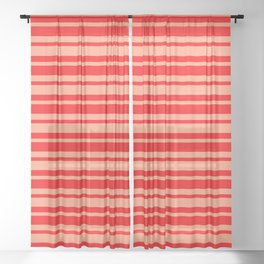 [ Thumbnail: Light Salmon and Red Colored Stripes Pattern Sheer Curtain ]