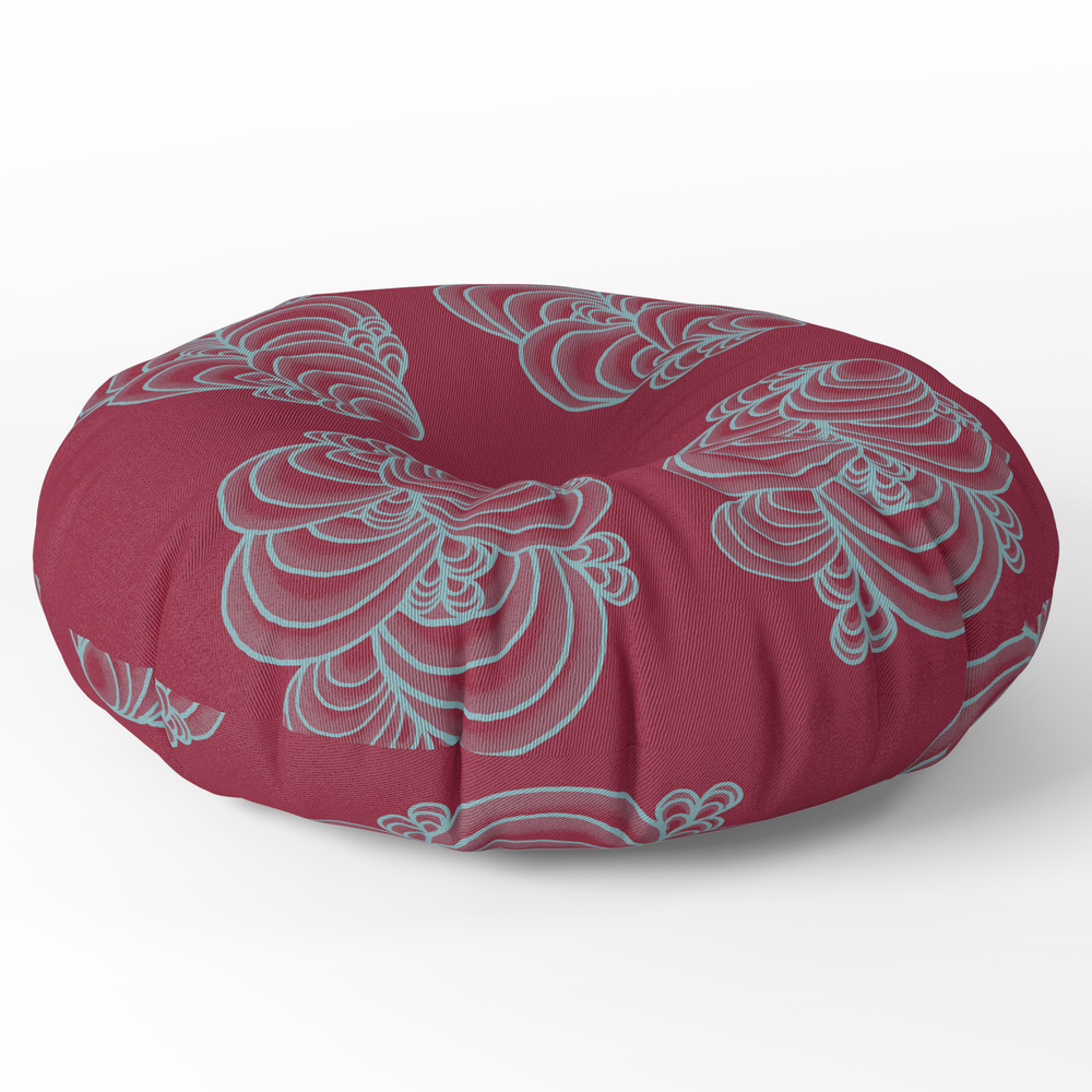 Rounded Leaves Round Floor Pillow - x 26