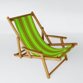 [ Thumbnail: Green and Chartreuse Colored Striped/Lined Pattern Sling Chair ]
