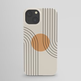 Geometric Lines in Black and Beige 14 (Rainbow and Sun Abstraction) iPhone Case