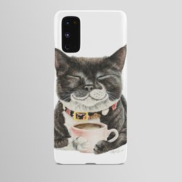 Purrfect Morning , cat with her coffee cup Android Case