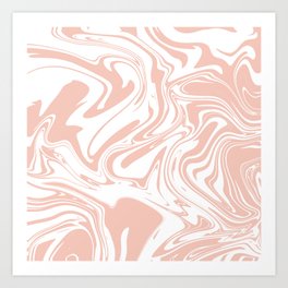 Liquid Contemporary Abstract Simone Pink and White Swirls - Pink Retro Liquid Swirl Pattern Art Print
