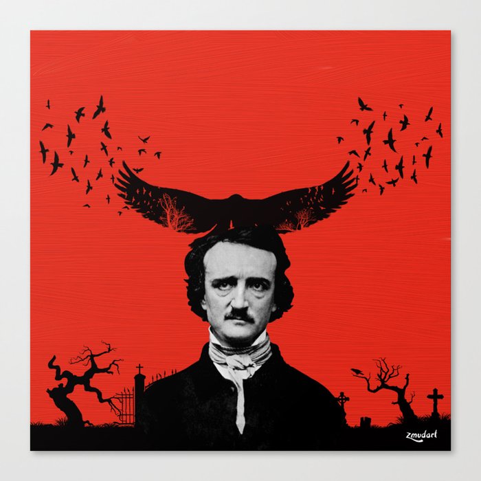 Edgar Allan Poe / Raven / Digital Painting Canvas Print