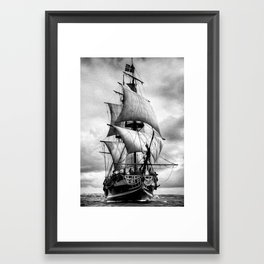 Black Sails Framed Art Print | Pirate, Vessel, Ancientgalleon, Water, Boat, Ancientship, Sail, Ancientcaravel, Painting, Wind 