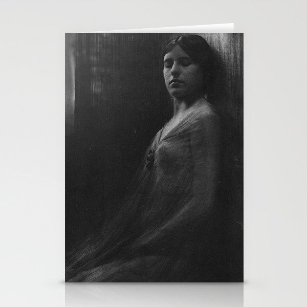Figure study of a woman, 1906 experimental gum bichromate photographic process black and white photograph by Robert Demachy Stationery Cards