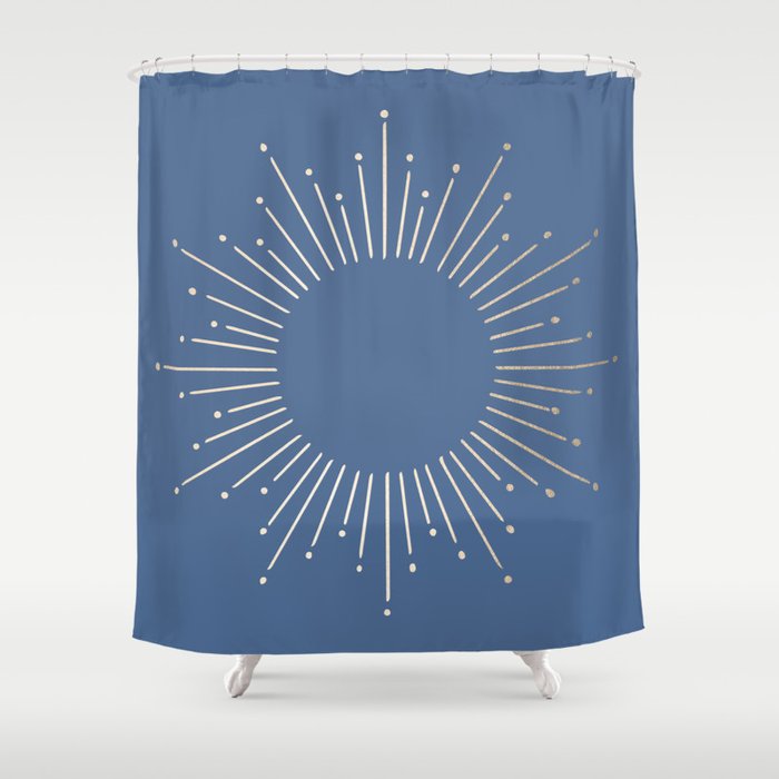 Simply Sunburst in Aegean Blue Shower Curtain