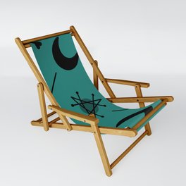 Moons & Stars Atomic Era Abstract Teal Sling Chair