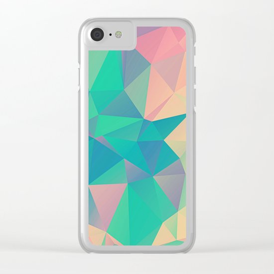 Fractured, Colorful Triangles Geometric Shapes Clear iPhone Case