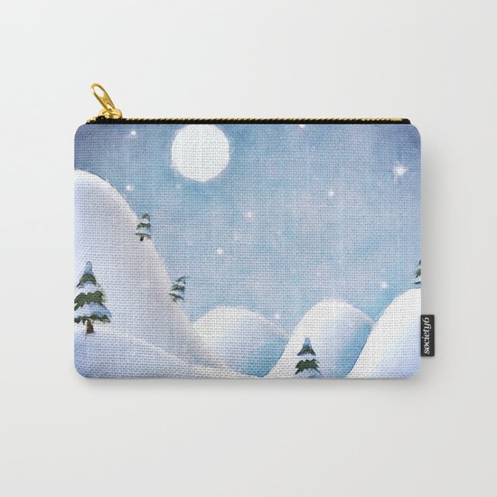 Winter Landscape Under Full Moon Carry-All Pouch
