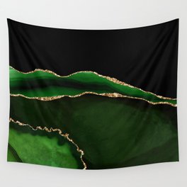 Beautiful Emerald And Gold Marble Design Wall Tapestry