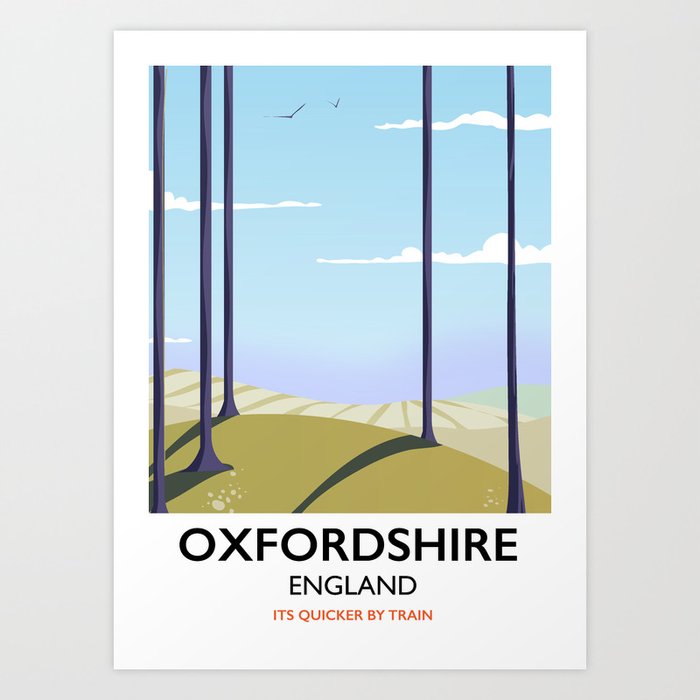 Oxfordshire vintage style travel poster Art Print