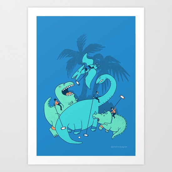 Polo with Dinosaurs Art Print