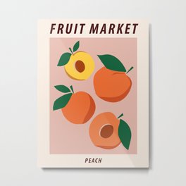 Fruit market print, Peach, Apricot, Posters aesthetic, Cottagecore decor, Exhibition poster, Food art Metal Print