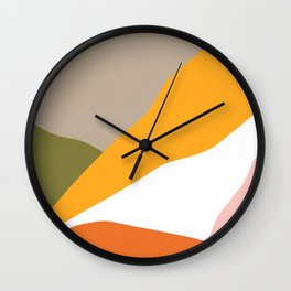 Minimal Landscape Collage 3.1 Orange & Green  Wall Clock