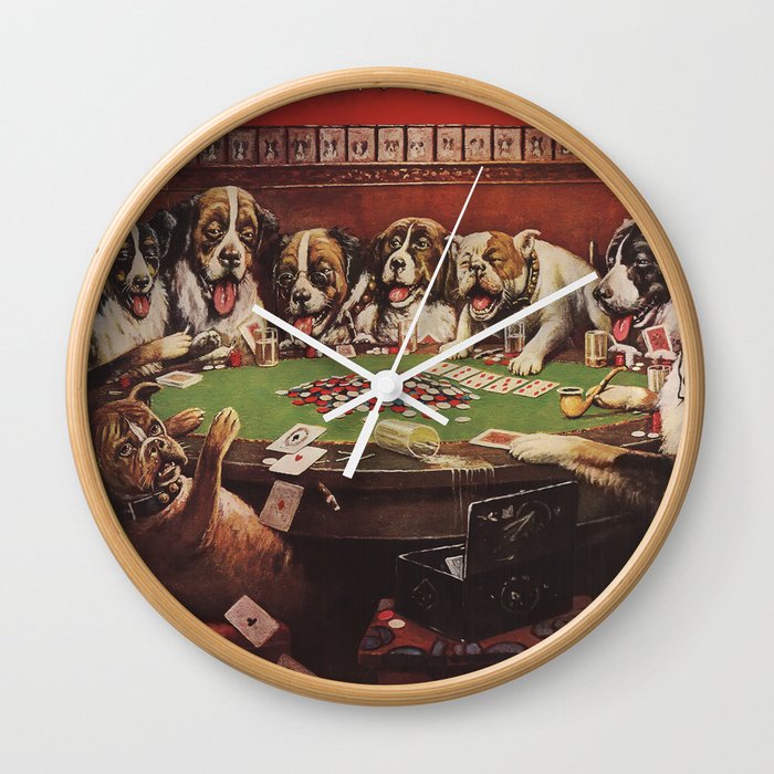 Poker Sympathy - Cassius Marcellus Coolidge Dogs Playing Poker Painting Wall Clock