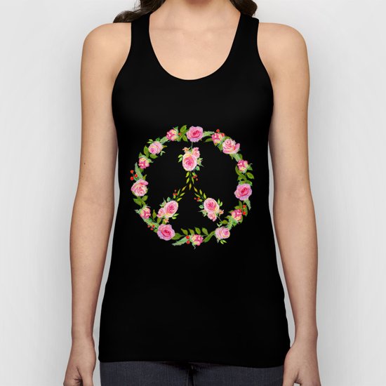 Pink Rose Peace Wreath Unisex Tank Top