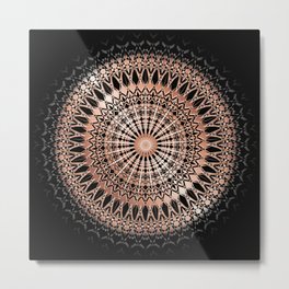 Rose Gold Black Mandala Metal Print | Pattern, Abstract, Love, Stylish, Graphicdesign, Curated, Kaleidoscope, Hippie, Vibrant, Psychedelic 