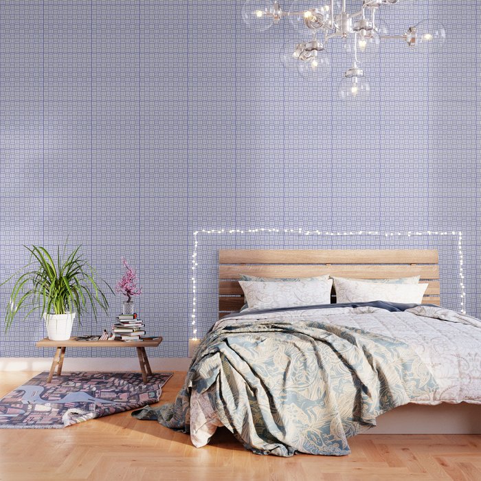 Basketweave (Navy Blue & White Pattern) Wallpaper