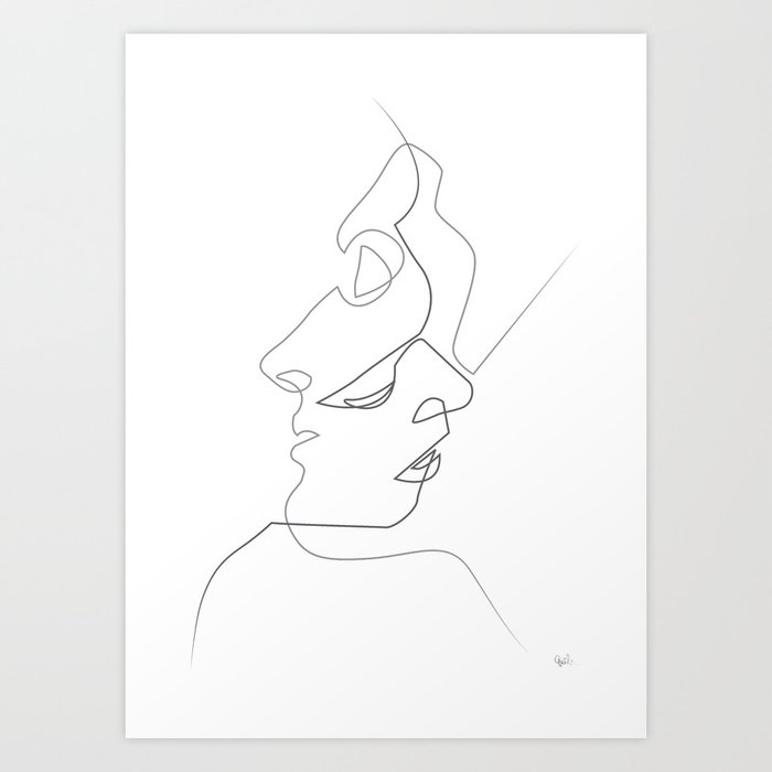 Close on white Kunstdrucke | Graphic-design, Digital, Black-&-white, Black-white, Illustration, Liebe