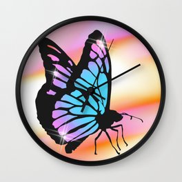 Y2K Butterfly on Liquid Gradient Wall Clock