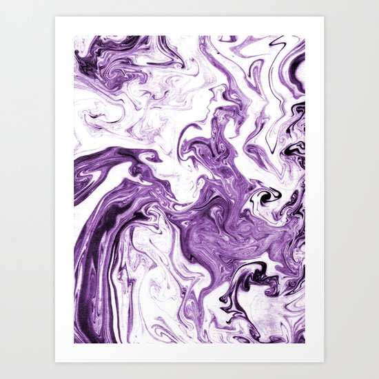 Marble Suminagashi lilac 4 watercolor pattern art pisces water wave ocean minimal design Art Print