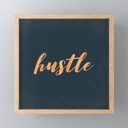 Hustle Text Copper Bronze Gold and Navy Framed Mini Art Print
