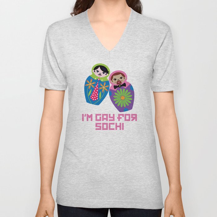 I’m Gay for Sochi—Male Nesting Dolls V Neck T Shirt
